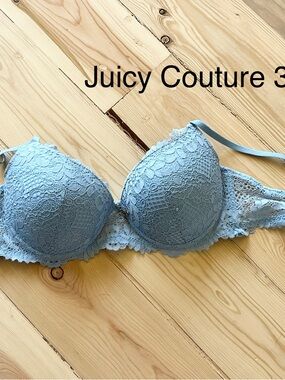 Juicy Couture Sky Blue Lace Push-Up Bra